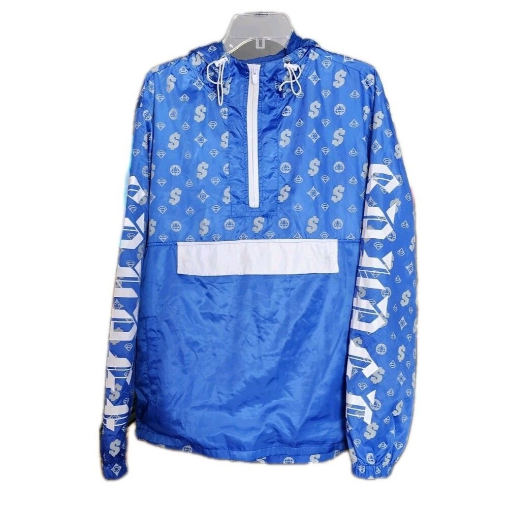 IMP Savage Windbreaker‎ Jacket Women's XL Blue Dollar Sign Streetwear Hip Hop